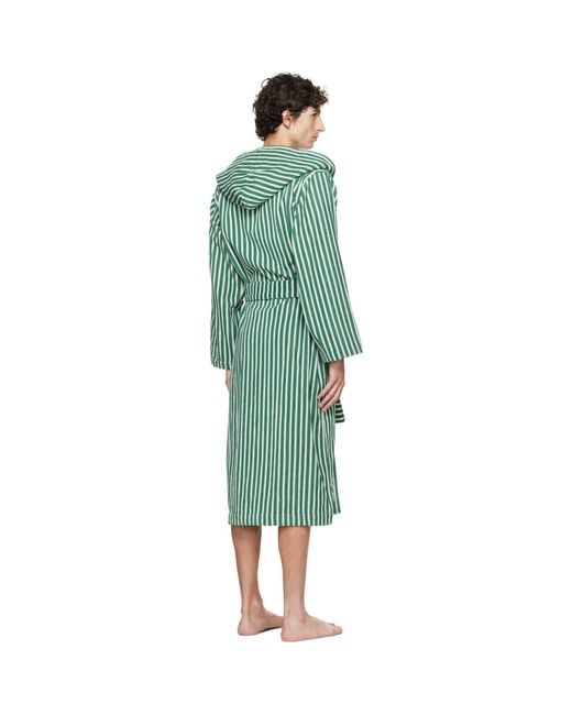 Tekla Green Terry Hooded Bathrobe for men