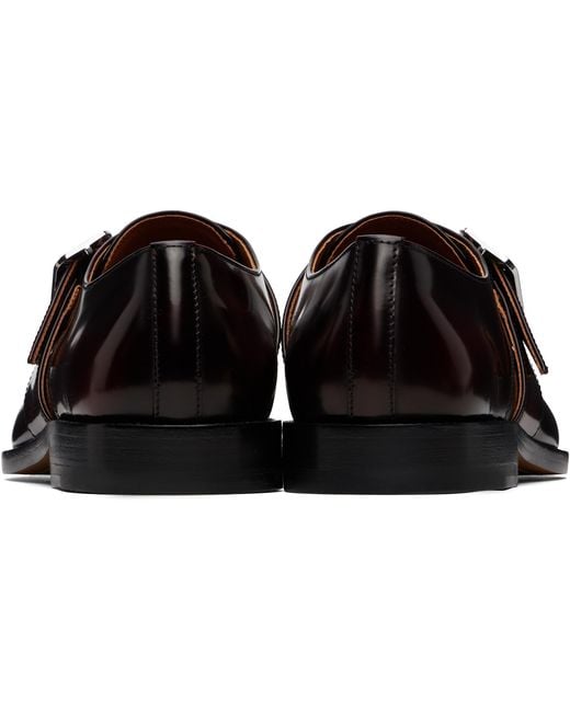 Marni Black Burgundy Shaded Leather Buckle Monkstraps for men