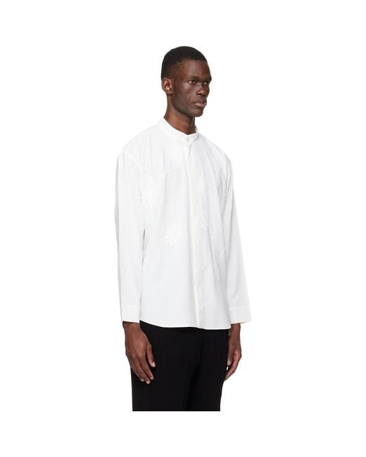 Homme Plissé Issey Miyake White Embroidery Press Shirt for men