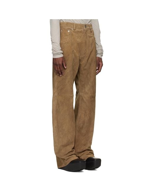 Rick Owens Natural Temple Geth Suede Pants for men