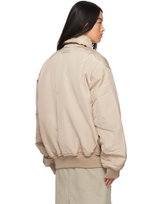 Acne Natural Beige Zip Faux-shearling Bomber Jacket
