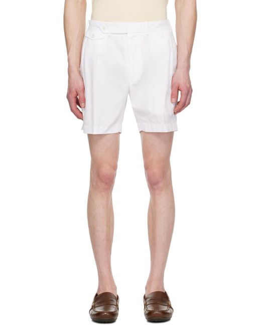 Ralph Lauren Purple Label White Ralph Lauren Label Pleated Shorts for men