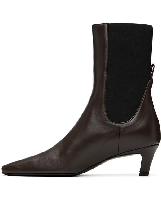 Totême  Brown Leather Mid-Heel Boots