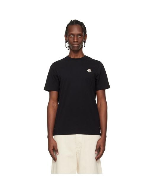 Moncler Black Three-Pack Logo Patch Cotton T-Shirts for men