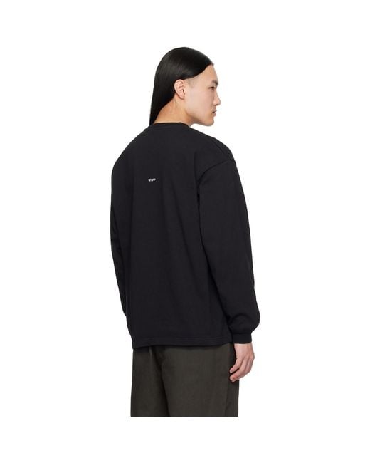 (w)taps Black Sign-Yd Long Sleeve T-Shirt for men
