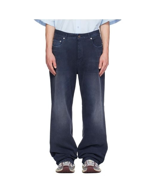 Balenciaga Blue Curved Knee Jeans for men