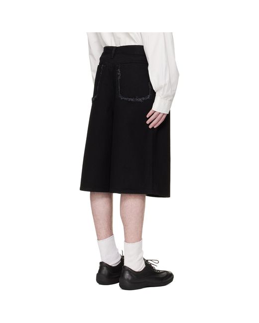 HELIOT EMIL Black Fence Denim Shorts for men