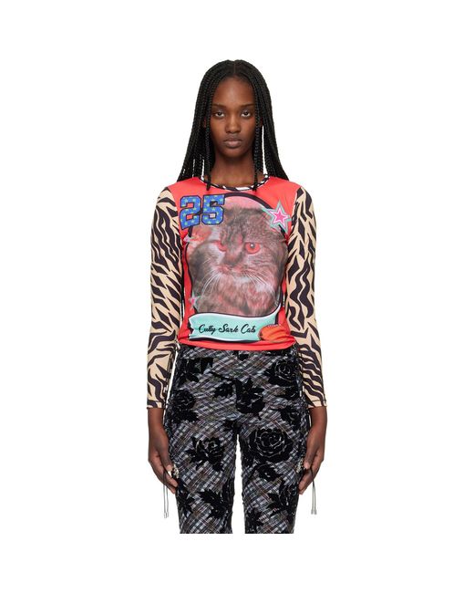 Chopova Lowena Black 'Cutty Sark Cats' Fitted Jersey T-Shirt