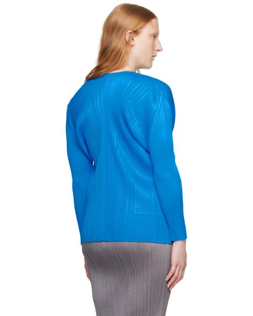 Pleats Please Issey Miyake Blue Gray Monthly Colors August Cardigan