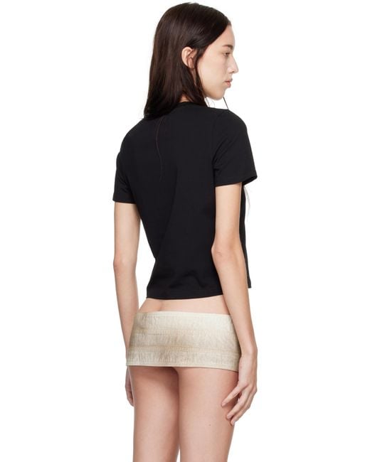 Mowalola Black Cropped Stretch Cotton Jersey Logo T-Shirt