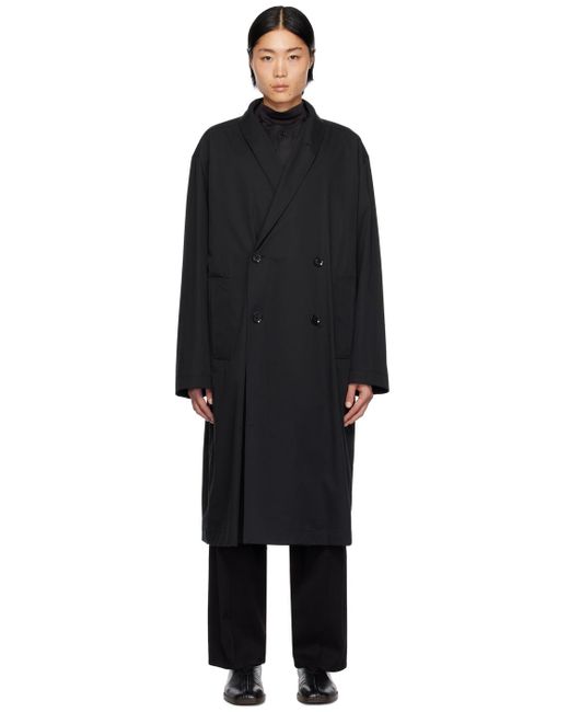 Lemaire Black Wrap Collar Trench Coat for men