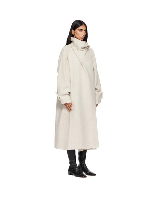 LE17SEPTEMBRE Natural Cowl Neck Handmade Long Coat