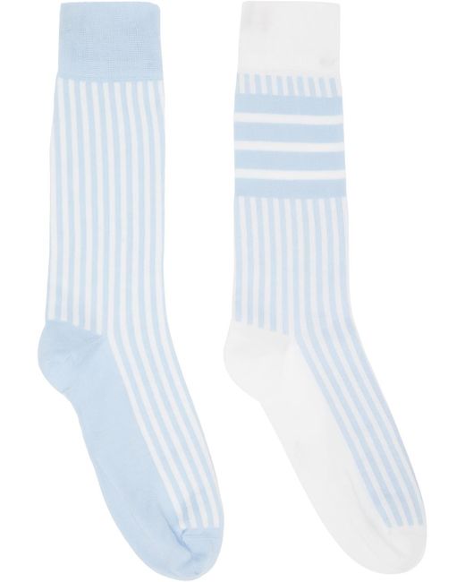 Thom Browne Blue Fun Mix Seersucker Jacquard Socks for men