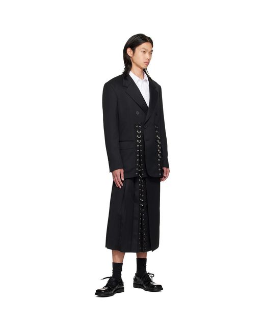 Simone Rocha Black Double Breasted Grommet Ring Hem Slice Blazer for men