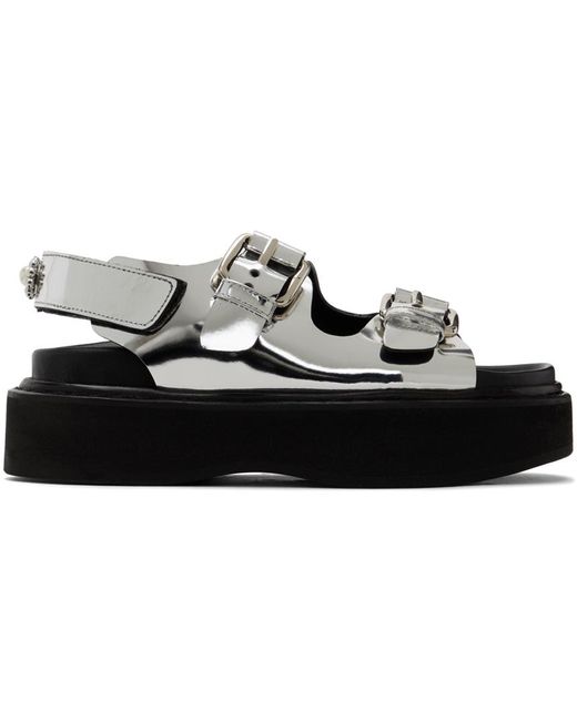 Simone Rocha Black Silver Pearl Daisy Platform Sandals
