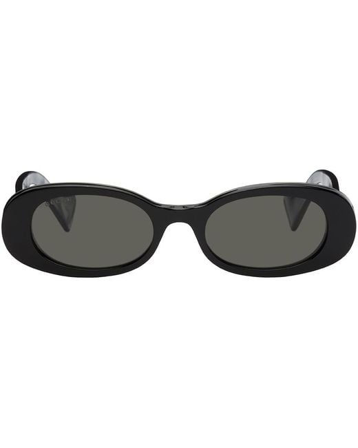 Gucci Black Oval Acetate Sunglasses