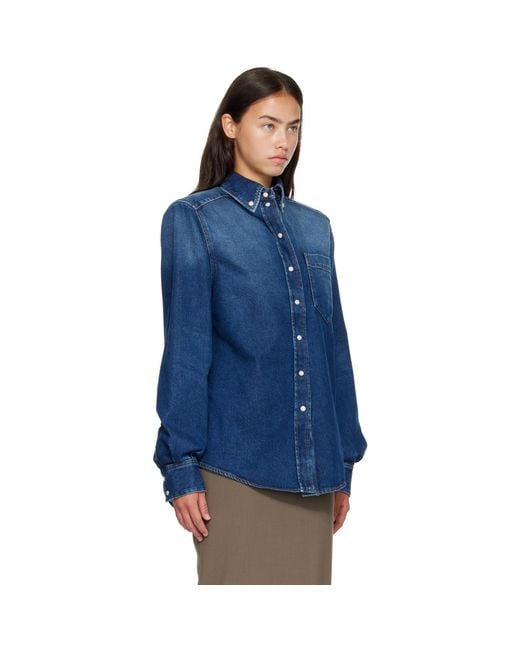 Mugler Blue Washed Denim Power Shirt