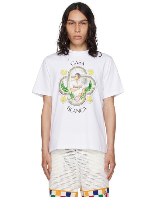 Casablancabrand White Organic Cotton-jersey T-shirt for men