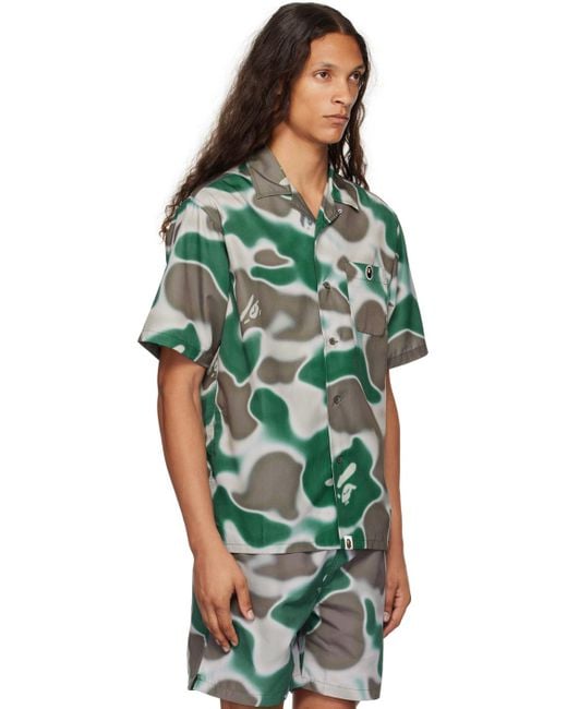 A Bathing Ape Green Liquid Camo One Point Shirt for men