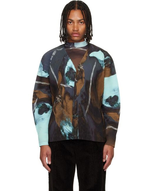 Homme Plissé Issey Miyake Agate Cardigan in Black for Men | Lyst