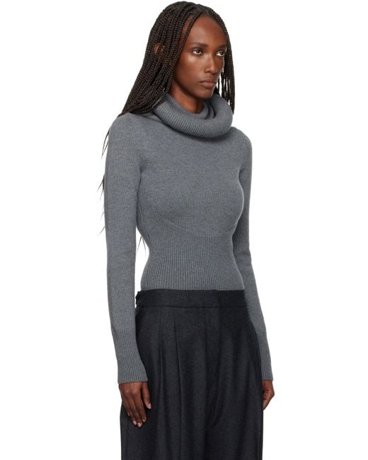 Alaïa Black Sculptural Hood Ribbed Knit Turtleneck