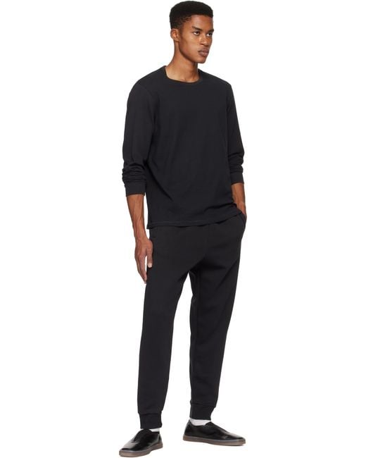 Skims Black Cotton Classic Long Sleeve T-Shirt for men