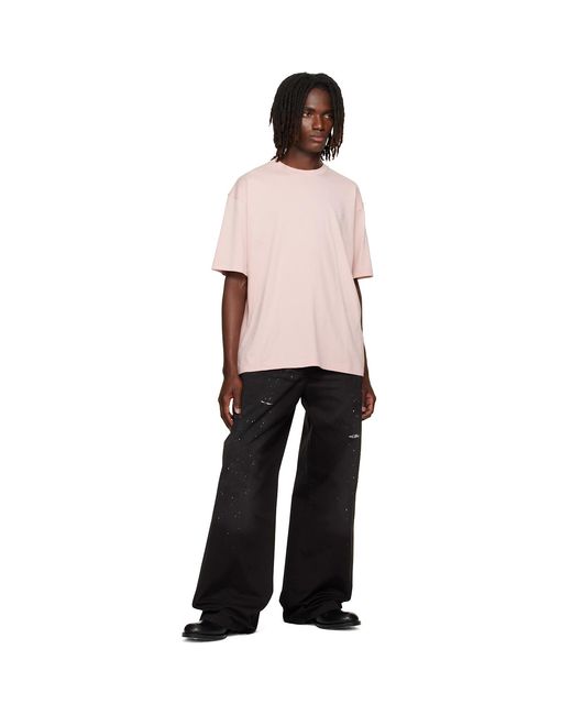 Acne Pink Embroidered-Logo T-Shirt for men