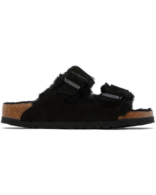 Sandales Étroites Arizona Noires À Doublure En Peau Retournée Birkenstock en coloris Black