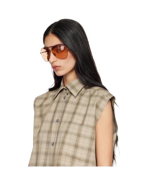 Acne Brown Metal Aviator Sunglasses