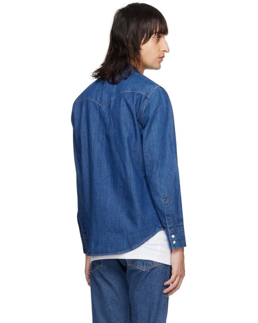 Levi's Blue Indigo Barstow Western Denim Shirt for men