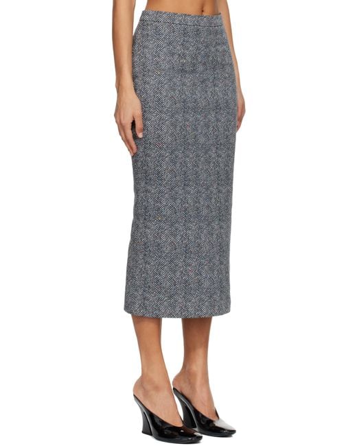 Givenchy Gray Low Waist Kick Back Midi Skirt