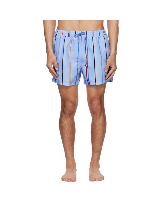 Paul Smith Blue 'Painted Stripe' Swim Shorts for men