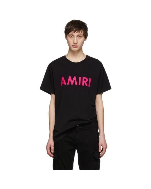 Amiri Black And Pink Logo T-shirt for men