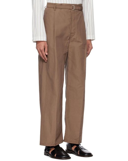 Lemaire Brown Belted Easy Trousers for men