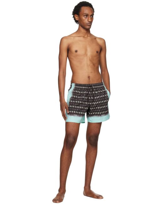 Dries Van Noten Black Brown Printed Swim Shorts for men