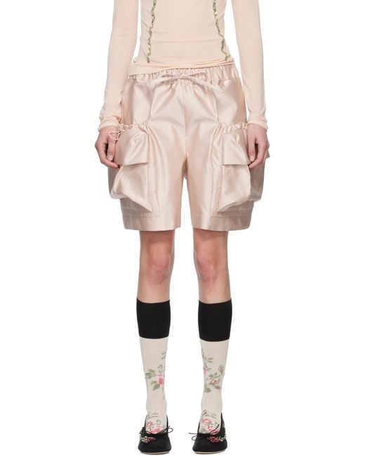 Simone Rocha ピンク Cargo Flap ショートパンツ Natural