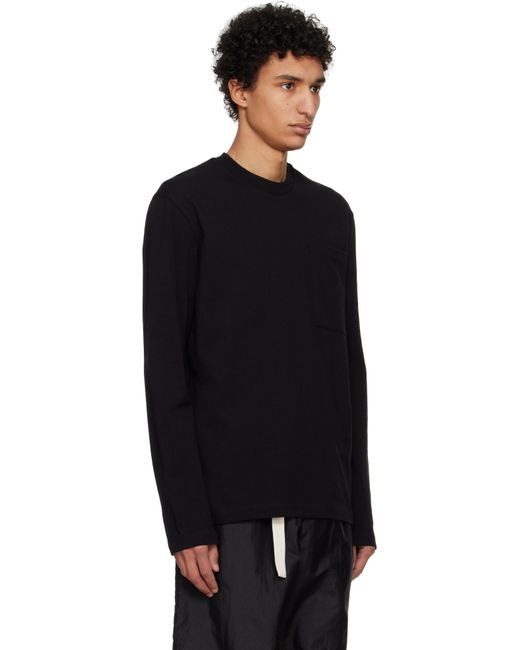 メンズ Jil Sander ブラック ロゴタグ 長袖Tシャツ Black