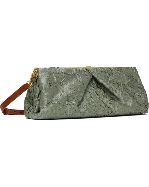 Dries Van Noten Green Crushed Clutch