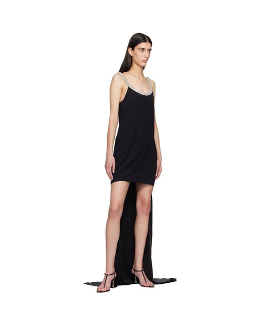 Tom Ford Black Crystal Embroidery Sleeveless Asymmetric Cocktail Maxi Dress