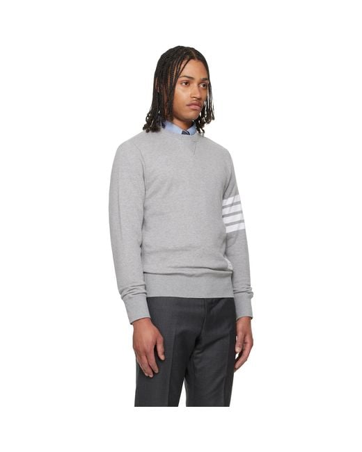 Thom Browne Gray Classic Loopback 4-Bar Sweatshirt for men