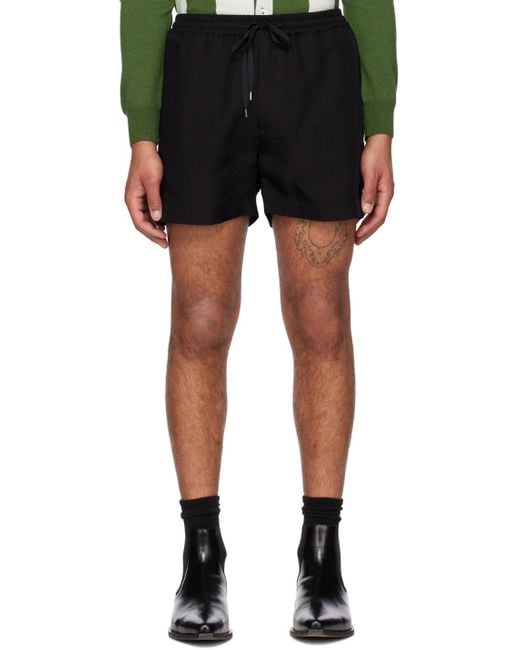 Second/Layer Black Crinkled Shorts for men
