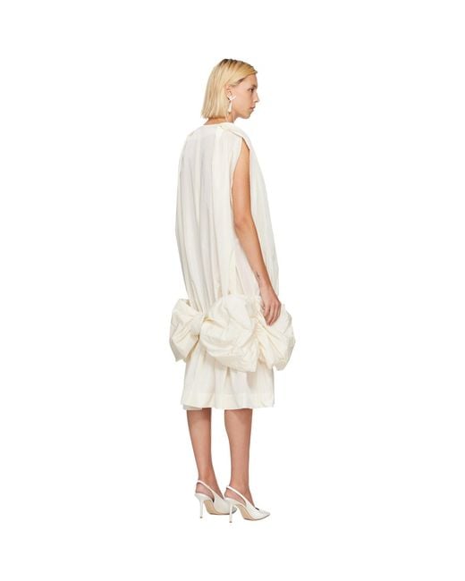 Simone Rocha White Off- Bow Hem Egg Midi Dress