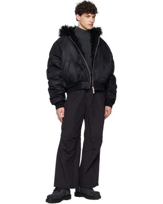 Juun.J Blue Faux Fur Ma-1 Reversible Bomber Jacket for men