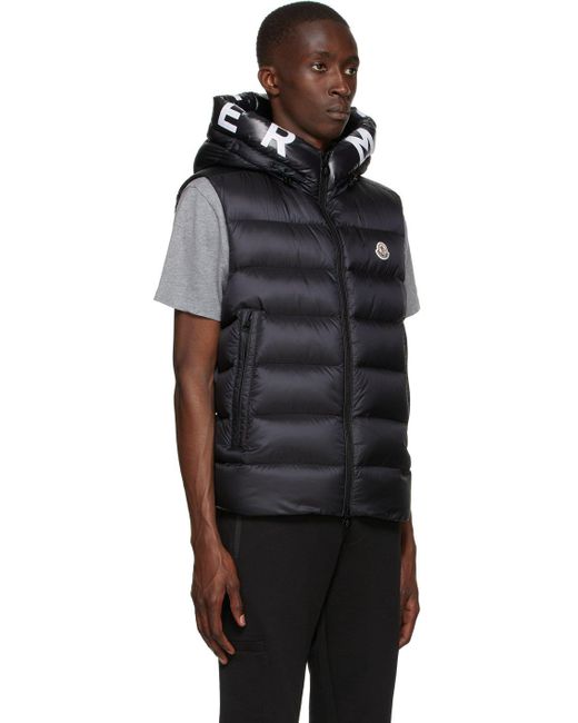 Moncler Synthetic Black Quilted Down Vest for Men Mens Jackets Moncler Jackets 