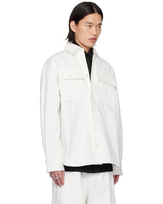 Jil Sander White Off- Button-Up Denim Shirt for men