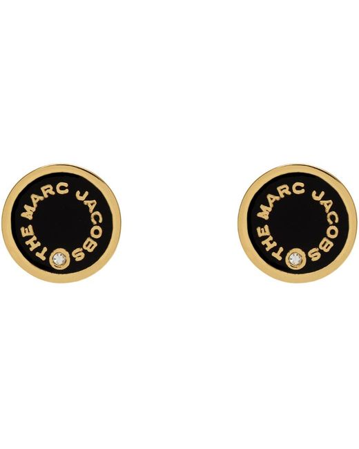 Marc Jacobs Black Gold 'the Medallion Studs' Earrings