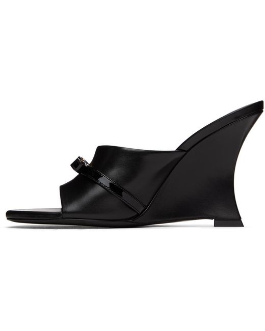 Versace Black Gianni Ribbon Wedge Mules