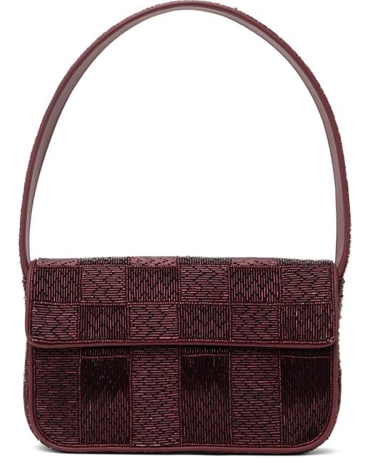 Staud Purple Burgundy Tommy Beaded Bag