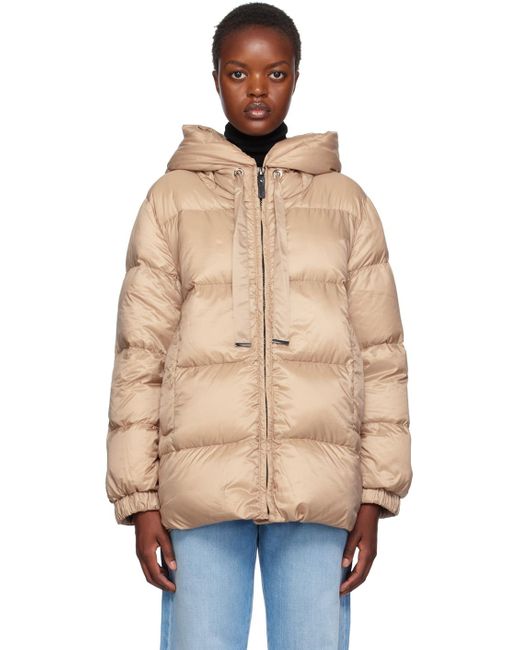 Max Mara Beige The Cube Seia Down Jacket in Natural | Lyst UK