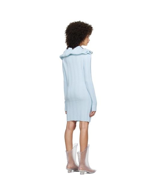 Y. Project Black Blue Ruffle Necklace Minidress